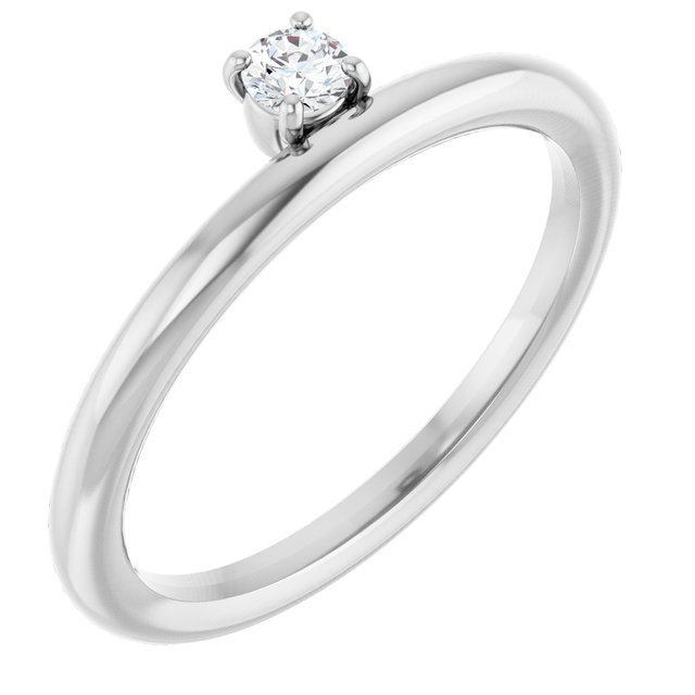 Ring med laboratoriedyrkede edelstener – 14 kt hvitt gull – Laboratoriedyrket diamant – Rund 3 mm · 0,1 ct totalt · 1 steiner