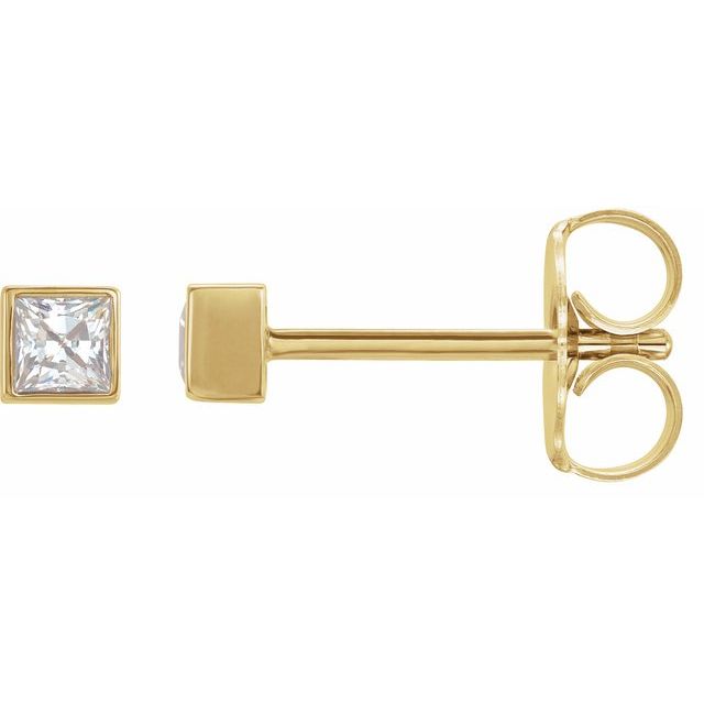 Øredobber i 14 kt gult gull med laboratoriedyrket diamant, 0,50 ct totalt, firkantet sten 3,5 × 3,5 mm (par) fra Smykke24
