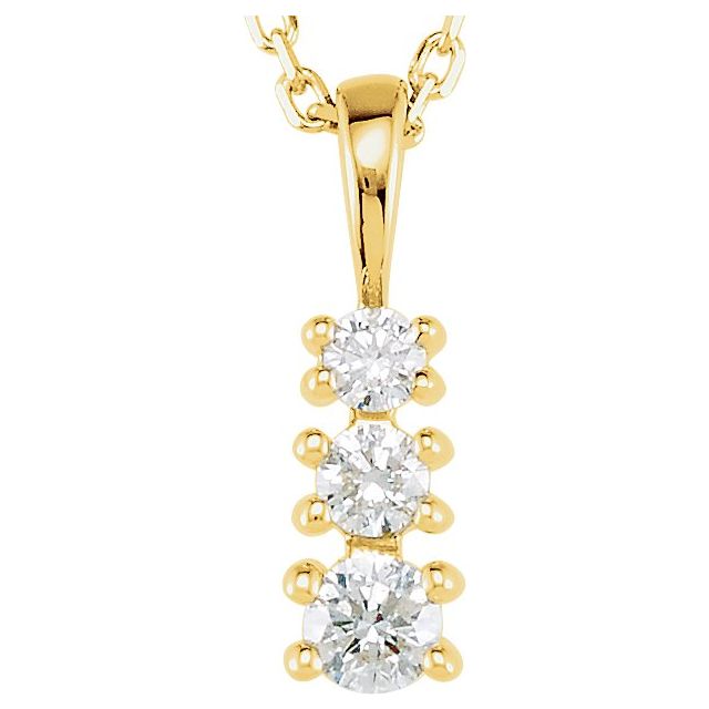 Halskjede i 14 kt gult gull med laboratoriedyrket diamant, 0,17 ct totalt, rund sten 2,65 mm, 45,7 cm fra Smykke24