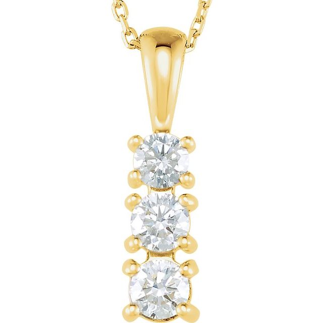 Halskjede i 14 kt gult gull med laboratoriedyrket diamant, 0,50 ct totalt, rund sten 3,4 mm, 45,7 cm fra Smykke24