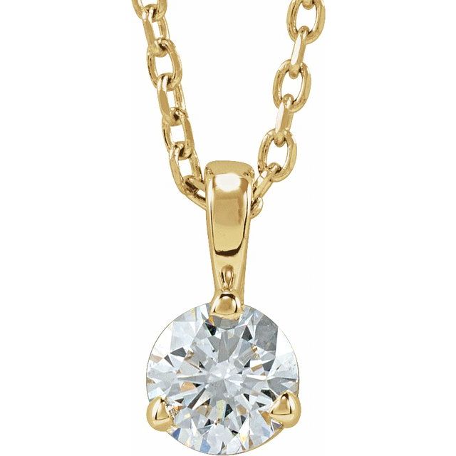 Halskjede i 14 kt gult gull med laboratoriedyrket diamant, 0,25 ct totalt, rund sten 4 mm, 45,7 cm fra Smykke24