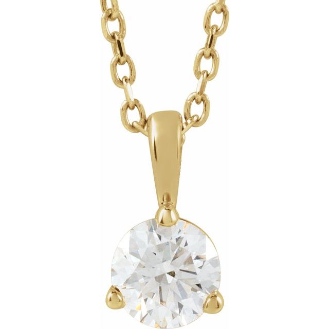 Halskjede i 14 kt gult gull med laboratoriedyrket diamant, 0,33 ct totalt, rund sten 4,5 mm, 45,7 cm fra Smykke24