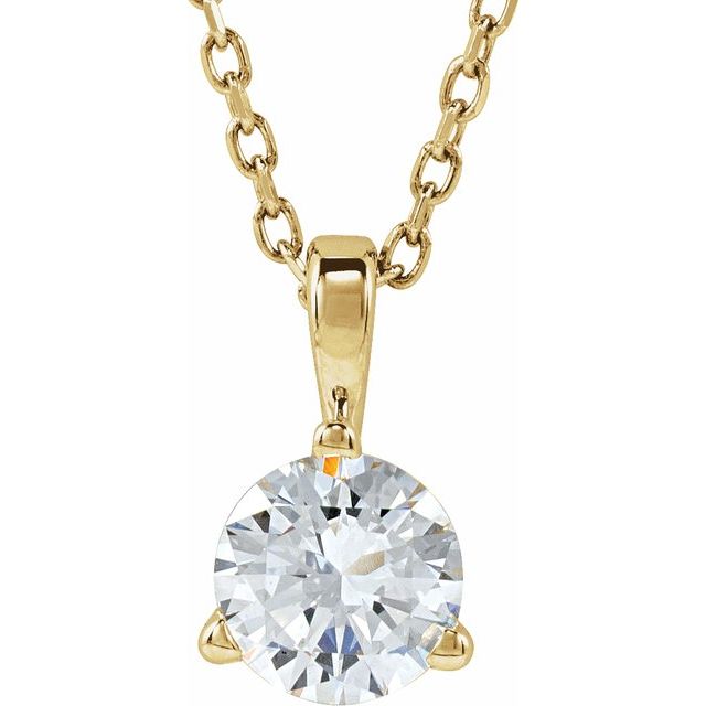 Halskjede i 14 kt gult gull med laboratoriedyrket diamant, 0,50 ct totalt, rund sten 5 mm, 45,7 cm fra Smykke24