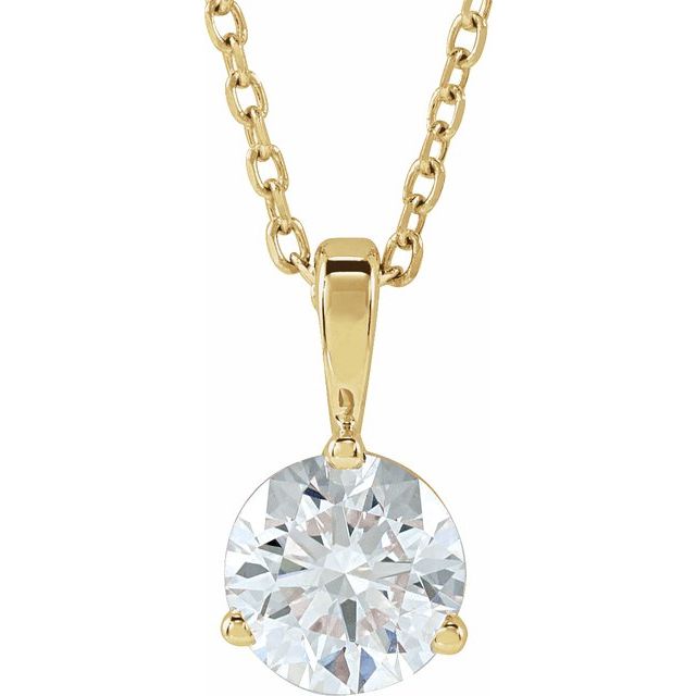 Halskjede i 14 kt gult gull med laboratoriedyrket diamant, 0,75 ct totalt, rund sten 6 mm, 45,7 cm fra Smykke24