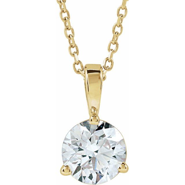 Halskjede i 14 kt gult gull med laboratoriedyrket diamant, 1,00 ct totalt, rund sten 6,5 mm, 45,7 cm fra Smykke24