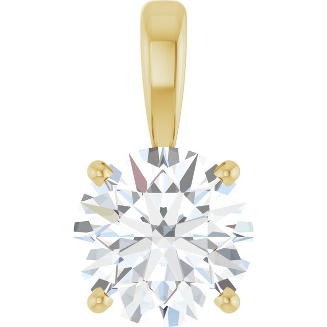 Solitæranheng i 14 kt gult gull med laboratoriedyrket diamant, 1,50 ct totalt, rund sten 7,5 mm fra Smykke24