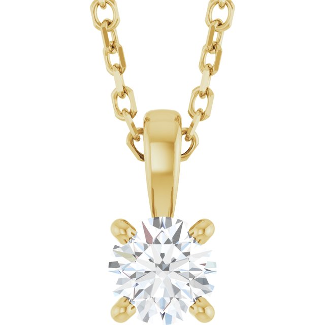 Halskjede i 14 kt gult gull med laboratoriedyrket diamant, 0,25 ct totalt, rund sten 4 mm, 45,7 cm fra Smykke24