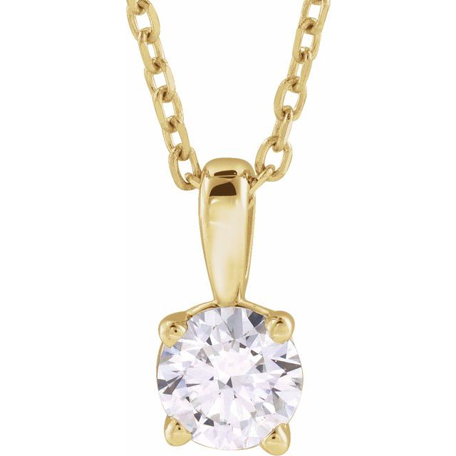 Halskjede i 14 kt gult gull med laboratoriedyrket diamant, 0,75 ct totalt, rund sten 6 mm, 45,7 cm fra Smykke24