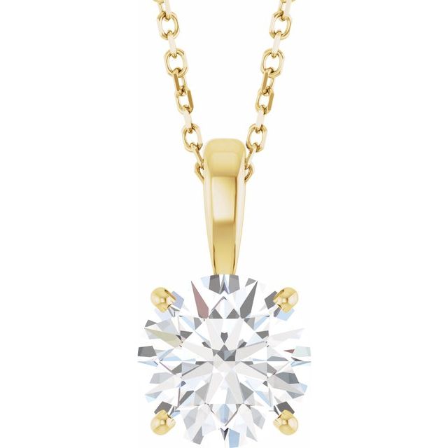 Halskjede i 14 kt gult gull med laboratoriedyrket diamant, 2 ct, rund sten 8 mm, 45,7 cm fra Smykke24