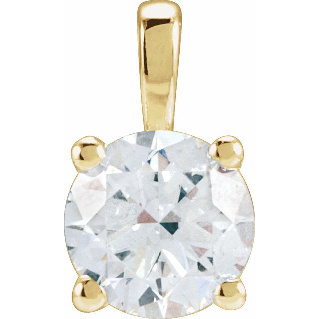 Solitæranheng i 14 kt gult gull med laboratoriedyrket diamant, 1,50 ct totalt, rund sten 7,25 mm fra Smykke24