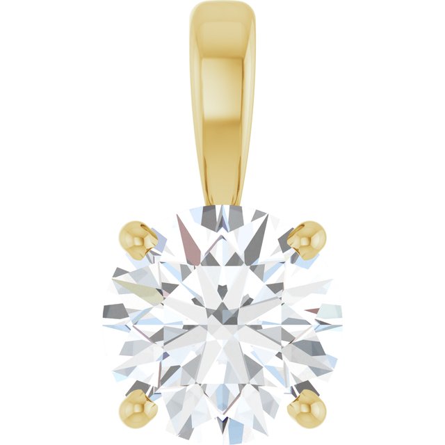 Solitæranheng i 14 kt gult gull med laboratoriedyrket diamant, 1,00 ct totalt, rund sten 6,5 mm fra Smykke24