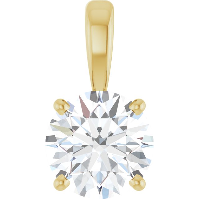 Solitæranheng i 14 kt gult gull med laboratoriedyrket diamant, 1,25 ct totalt, rund sten 7 mm fra Smykke24
