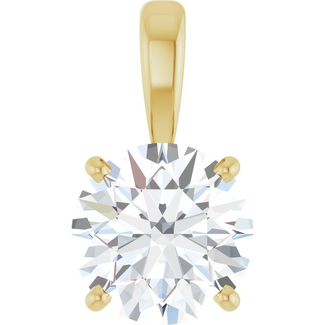 Solitæranheng i 14 kt gult gull med laboratoriedyrket diamant, 2 ct, rund sten 8 mm fra Smykke24