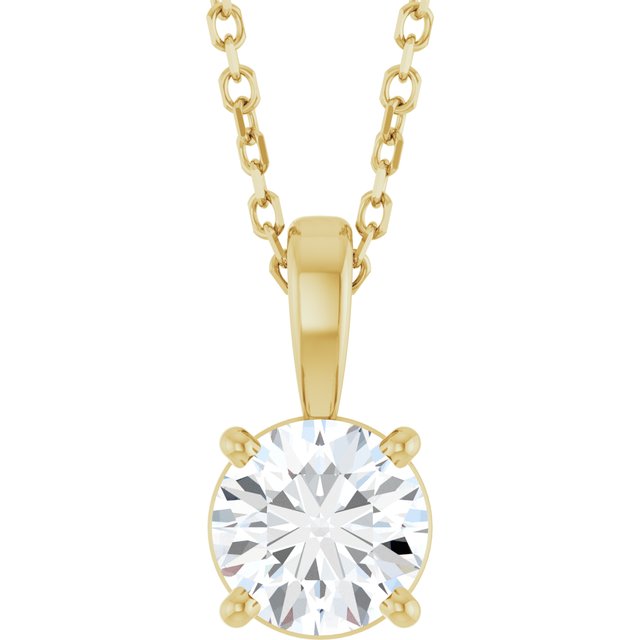 Halskjede i 14 kt gult gull med laboratoriedyrket diamant, 0,75 ct totalt, rund sten 5,75 mm, 45,7 cm fra Smykke24