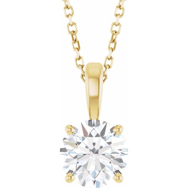Halskjede i 14 kt gult gull med laboratoriedyrket diamant, 1,25 ct totalt, rund sten 7 mm, 45,7 cm fra Smykke24