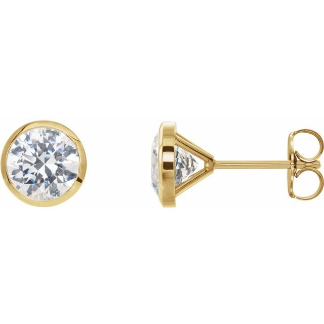 Øredobber i 14 kt gult gull med laboratoriedyrket diamant, 4 ct totalt, rund sten 8 mm (par) fra Smykke24
