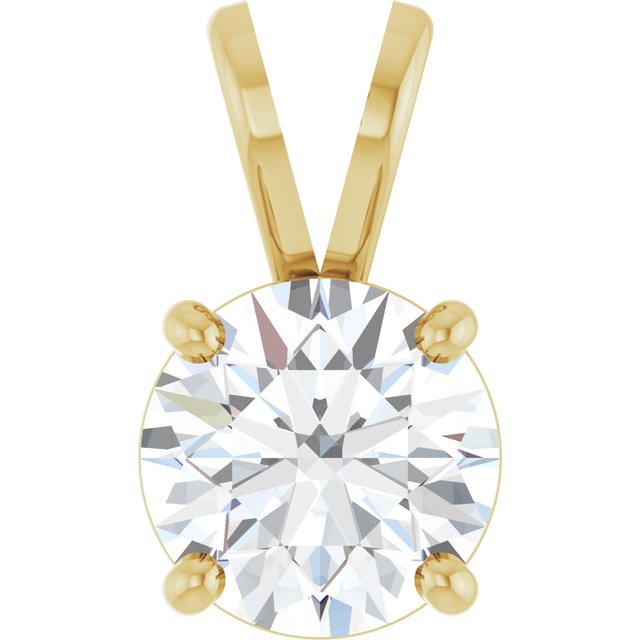Edelstensanheng i 14 kt gult gull med laboratoriedyrket diamant, 1,00 ct totalt, rund sten 6,5 mm fra Smykke24