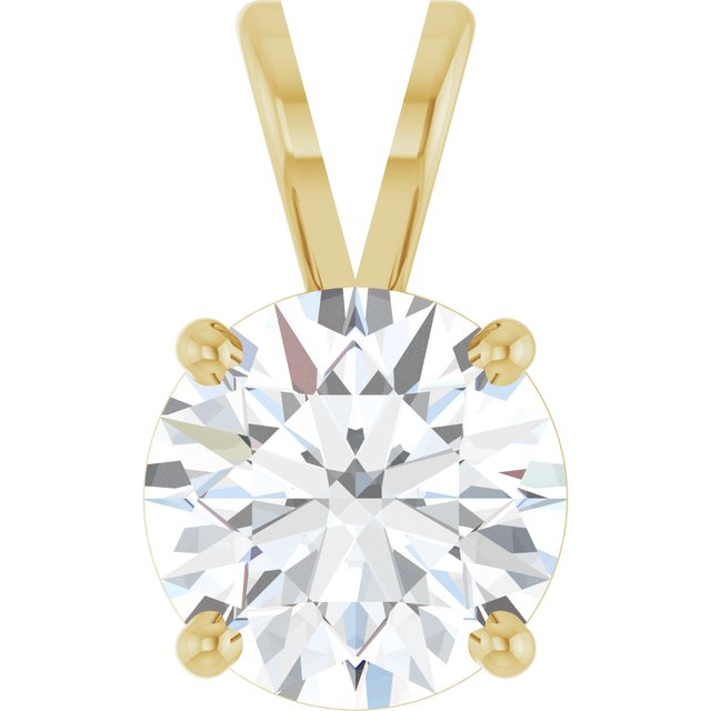 Edelstensanheng i 14 kt gult gull med laboratoriedyrket diamant, 1,50 ct totalt, rund sten 7,5 mm fra Smykke24