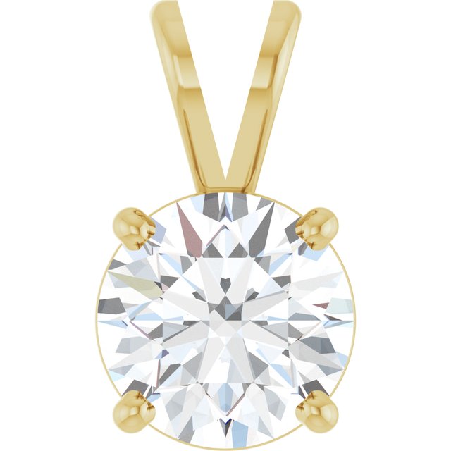 Edelstensanheng i 14 kt gult gull med laboratoriedyrket diamant, 1,25 ct totalt, rund sten 7 mm fra Smykke24