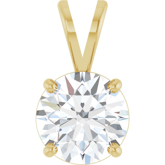 Edelstensanheng i 14 kt gult gull med laboratoriedyrket diamant, 2 ct, rund sten 8 mm fra Smykke24