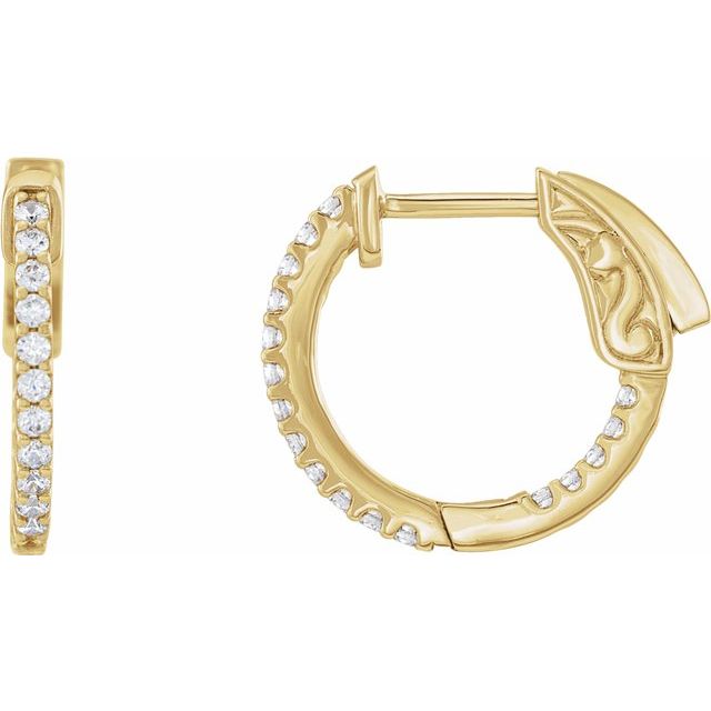 Creoler i 14 kt gult gull med laboratoriedyrket diamant, 0,33 ct totalt, rund sten 1,3 mm, lengde 15,5 mm, tykkelse 1,5 mm (par) fra Smykke24