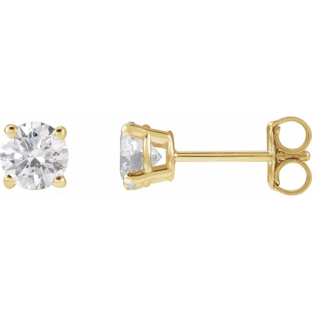 Øredobber i 14 kt gult gull med laboratoriedyrket diamant, 0,75 ct totalt, rund sten 4,5 mm (par) fra Smykke24