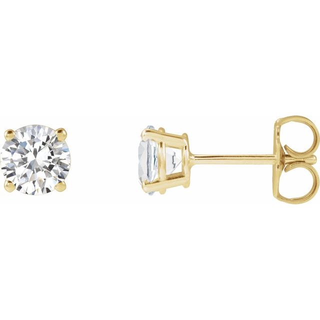 Øredobber i 14 kt gult gull med laboratoriedyrket diamant, 1,00 ct totalt, rund sten 5 mm (par) fra Smykke24