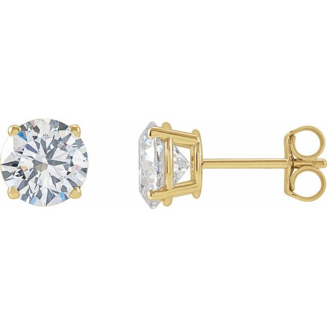 Øredobber i 14 kt gult gull med laboratoriedyrket diamant, 2 ct totalt, rund sten 6,3 mm (par) fra Smykke24