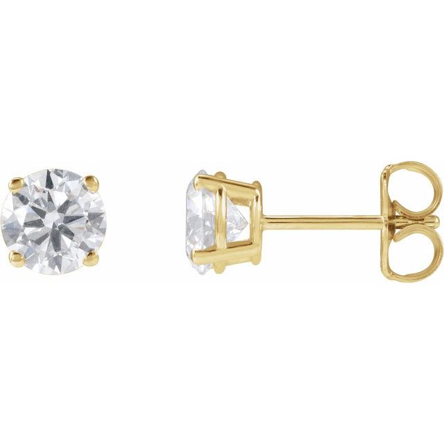 Øredobber i 14 kt gult gull med laboratoriedyrket diamant, 1,25 ct totalt, rund sten 5,5 mm (par) fra Smykke24