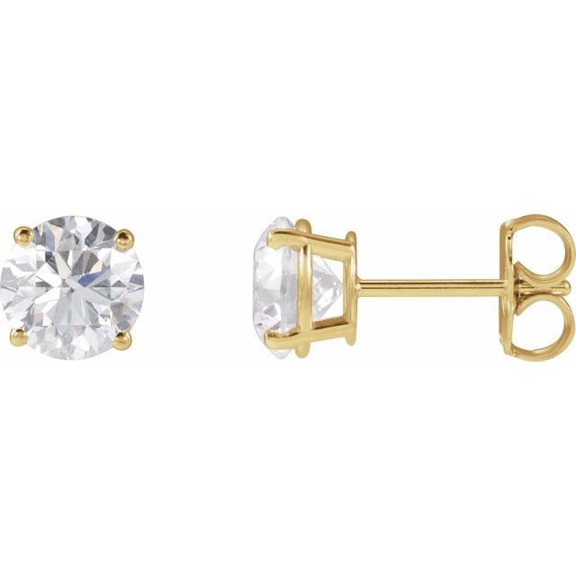 Øredobber i 14 kt gult gull med laboratoriedyrket diamant, 2 ct totalt, rund sten 6,3 mm (par) fra Smykke24