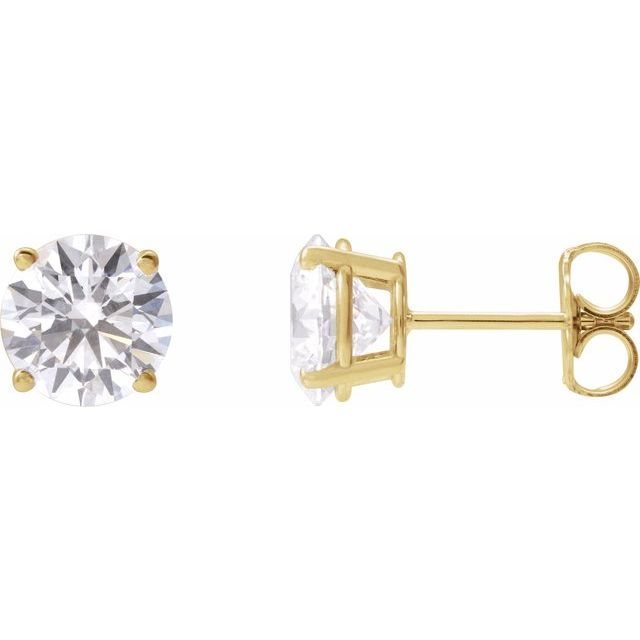 Øredobber i 14 kt gult gull med laboratoriedyrket diamant, 2,50 ct totalt, rund sten 7 mm (par) fra Smykke24