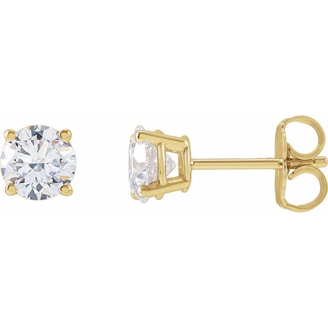 Øredobber i 14 kt gult gull med laboratoriedyrket diamant, 3 ct totalt, rund sten 7,25 mm (par) fra Smykke24