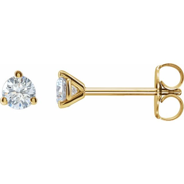 Øredobber i 14 kt gult gull med laboratoriedyrket diamant, 0,75 ct totalt, rund sten 4,5 mm (par) fra Smykke24