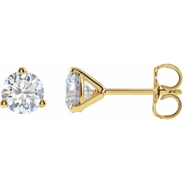 Øredobber i 14 kt gult gull med laboratoriedyrket diamant, 1,20 ct totalt, rund sten 5,5 mm (par) fra Smykke24