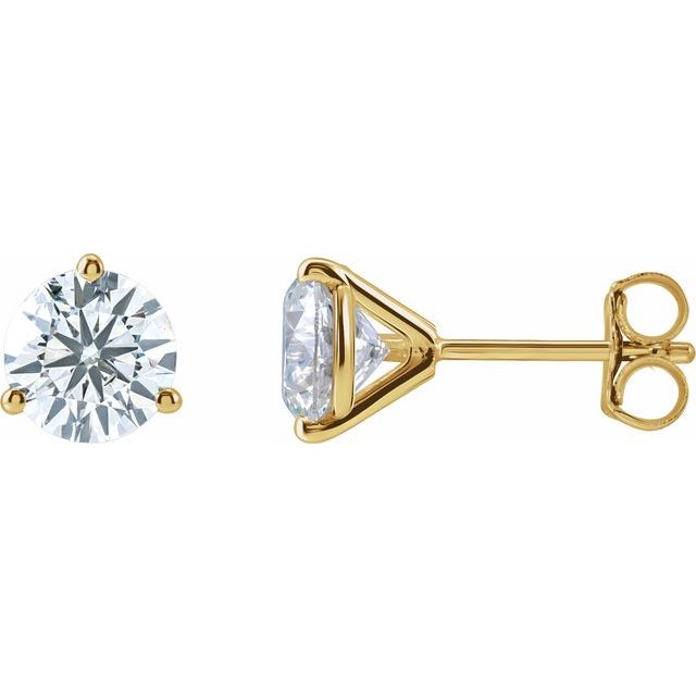 Øredobber i 14 kt gult gull med laboratoriedyrket diamant, 1,50 ct totalt, rund sten 5,75 mm (par) fra Smykke24