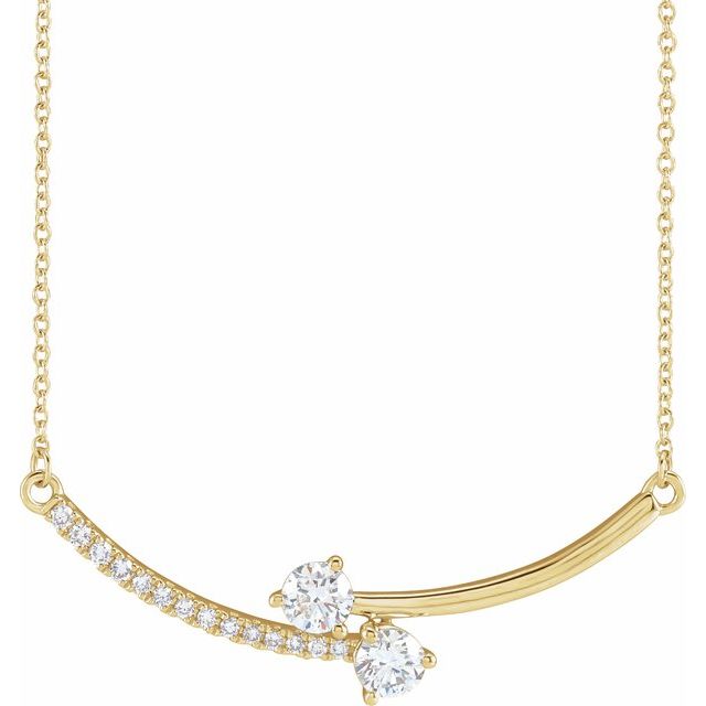 Halskjede i 14 kt gult gull med laboratoriedyrket diamant, 0,625 ct totalt, rund sten 3,9 mm, 45,7 cm fra Smykke24