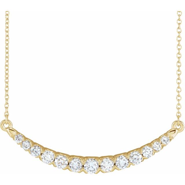 Halskjede i 14 kt gult gull med laboratoriedyrket diamant, 0,75 ct totalt, rund sten 3 mm, 45,7 cm fra Smykke24