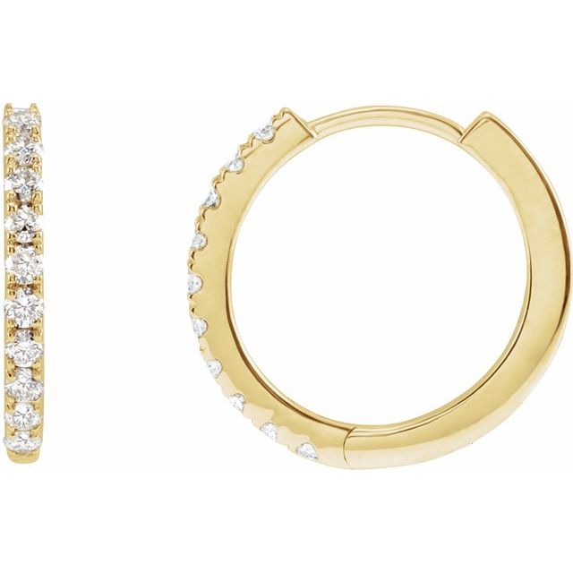 Creoler i 14 kt gult gull med laboratoriedyrket diamant, 0,25 ct totalt, rund sten 1,4 mm, lengde 14 mm, tykkelse 1,7 mm (par) fra Smykke24