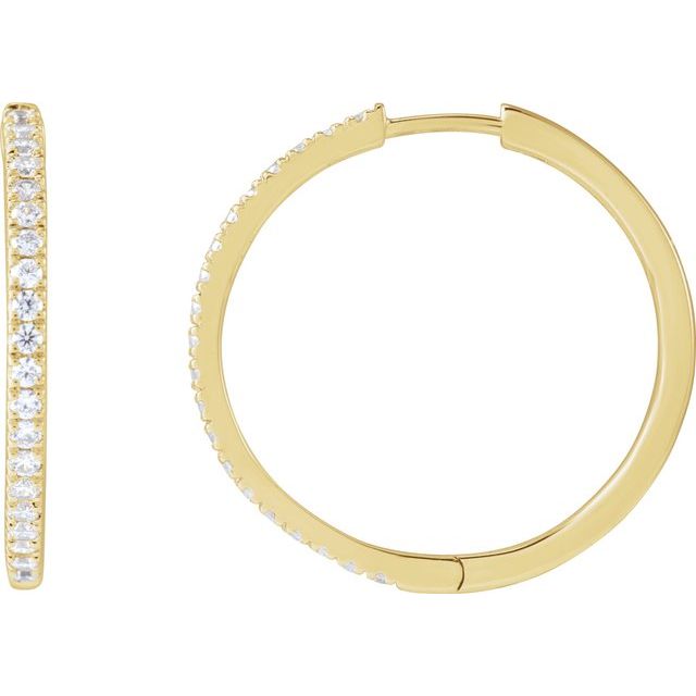 Creoler i 14 kt gult gull med laboratoriedyrket diamant, 0,50 ct totalt, rund sten 1,4 mm, lengde 22,9 mm, tykkelse 1,7 mm (par) fra Smykke24