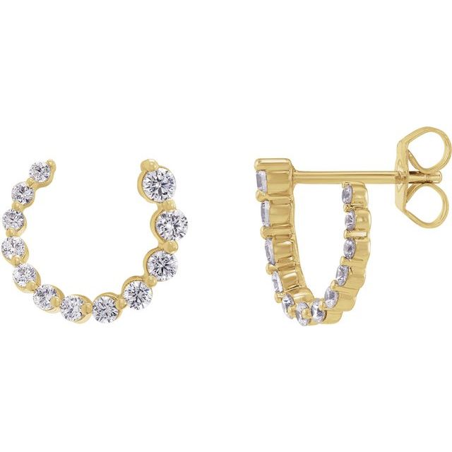 Øredobber i 14 kt gult gull med laboratoriedyrket diamant, 0,50 ct totalt, rund sten 2,1 mm, lengde 12 × 12 mm (par) fra Smykke24