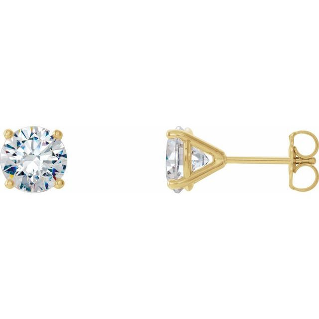 Øredobber i 14 kt gult gull med laboratoriedyrket diamant, 1,50 ct totalt, rund sten 5,75 mm (par) fra Smykke24