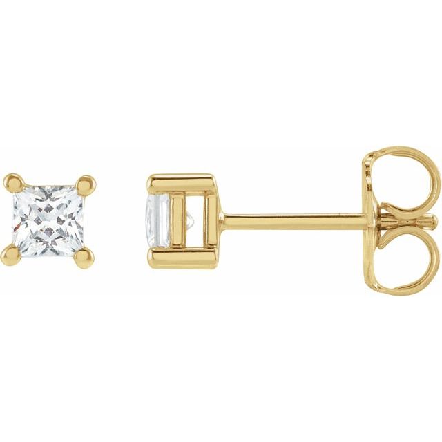 Øredobber i 14 kt gult gull med laboratoriedyrket diamant, 0,75 ct totalt, firkantet sten 3,9 × 3,9 mm (par) fra Smykke24
