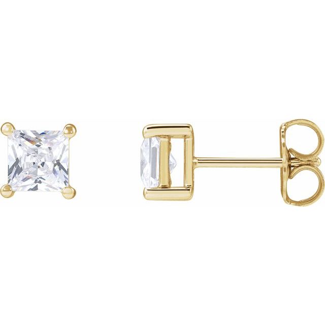 Øredobber i 14 kt gult gull med laboratoriedyrket diamant, 1,00 ct totalt, firkantet sten 4,5 × 4,5 mm (par) fra Smykke24
