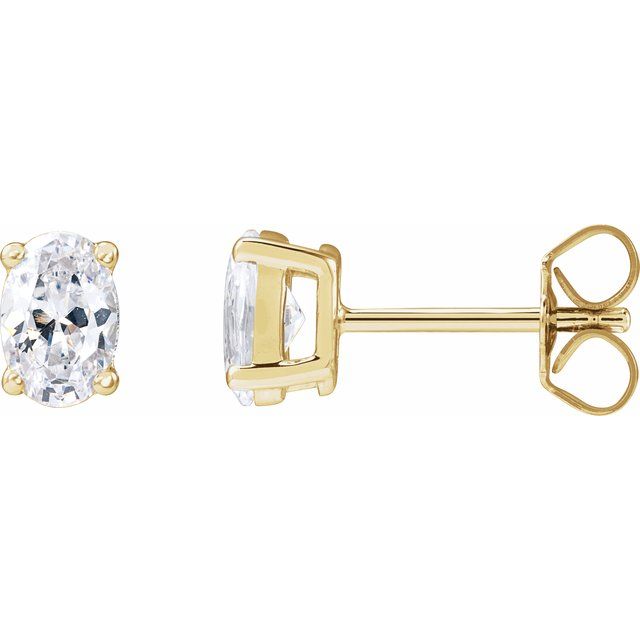 Øredobber i 14 kt gult gull med laboratoriedyrket diamant, 0,75 ct totalt, oval sten 6 × 4 mm (par) fra Smykke24