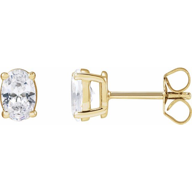 Øredobber i 14 kt gult gull med laboratoriedyrket diamant, 1,00 ct totalt, oval sten 6,2 × 4,3 mm (par) fra Smykke24
