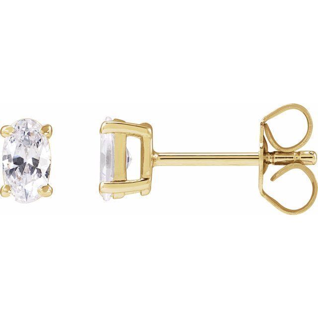 Øredobber i 14 kt gult gull med laboratoriedyrket diamant, 0,50 ct totalt, oval sten 5 × 3,5 mm (par) fra Smykke24