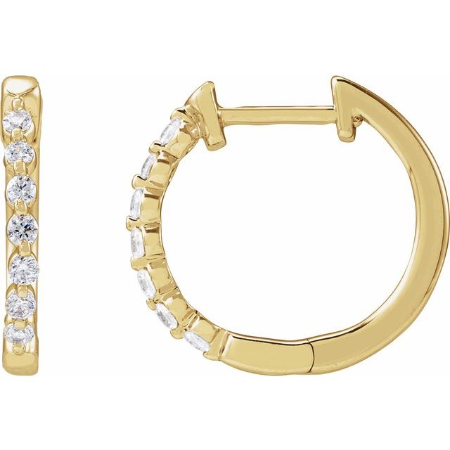 Creoler i 14 kt gult gull med laboratoriedyrket diamant, 0,20 ct totalt, rund sten 1,5 mm, lengde 15,3 mm, tykkelse 2 mm (par) fra Smykke24