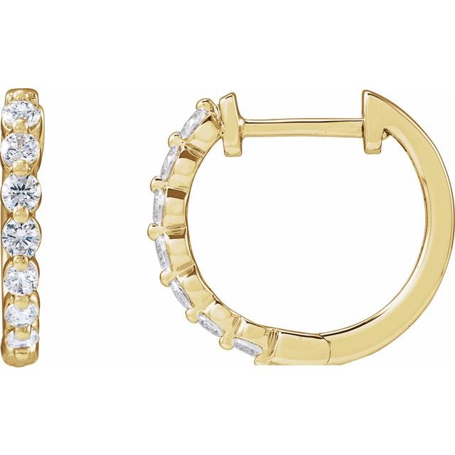 Creoler i 14 kt gult gull med laboratoriedyrket diamant, 0,50 ct totalt, rund sten 2,1 mm, lengde 16 mm, tykkelse 2 mm (par) fra Smykke24