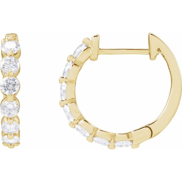 Creoler i 14 kt gult gull med laboratoriedyrket diamant, 1,00 ct totalt, rund sten 2,6 mm, lengde 17 mm, tykkelse 2 mm (par) fra Smykke24