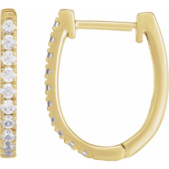 Creoler i 14 kt gult gull med laboratoriedyrket diamant, 0,17 ct totalt, rund sten 1,6 mm, lengde 16 × 13,22 mm, tykkelse 2 mm (par) fra Smykke24